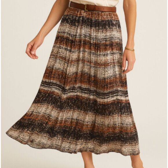 Milly Dresses & Skirts - Pleated Maxi Skirt in Brown Stripes